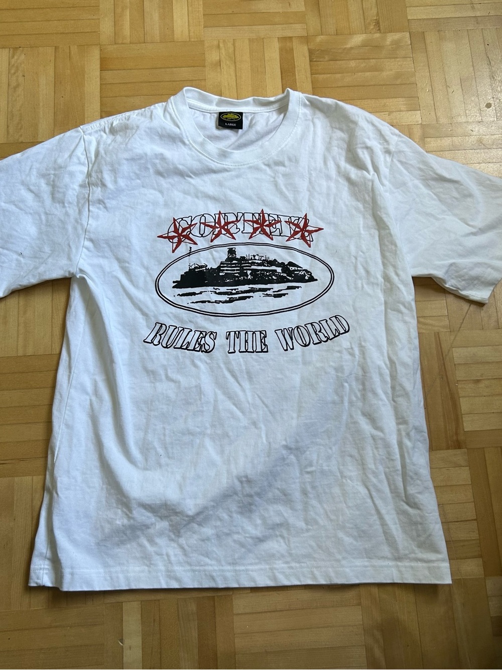 White Graphic 'Rules The World' Corteiz T-Shirt